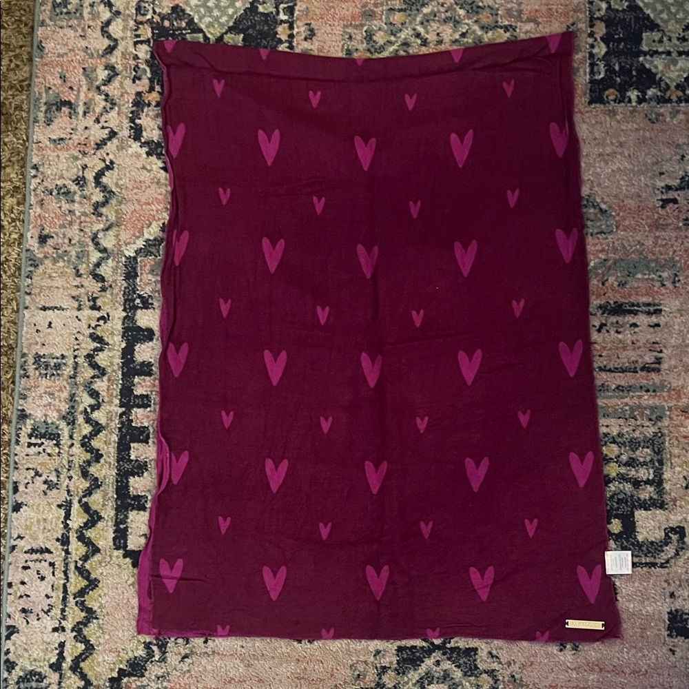 Kate Loxton Heart-Patterned Blanket Scarf in Deep Purple HALI